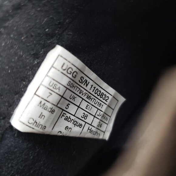 Ugg Attell Waterproof Ankle Boot Womens 7 Brown Leather Side Zip Fleece Lined - Picture 10 of 11